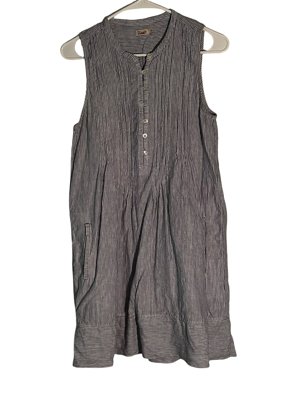 Faherty Navy and White Striped Sleeveless Mini Dress
